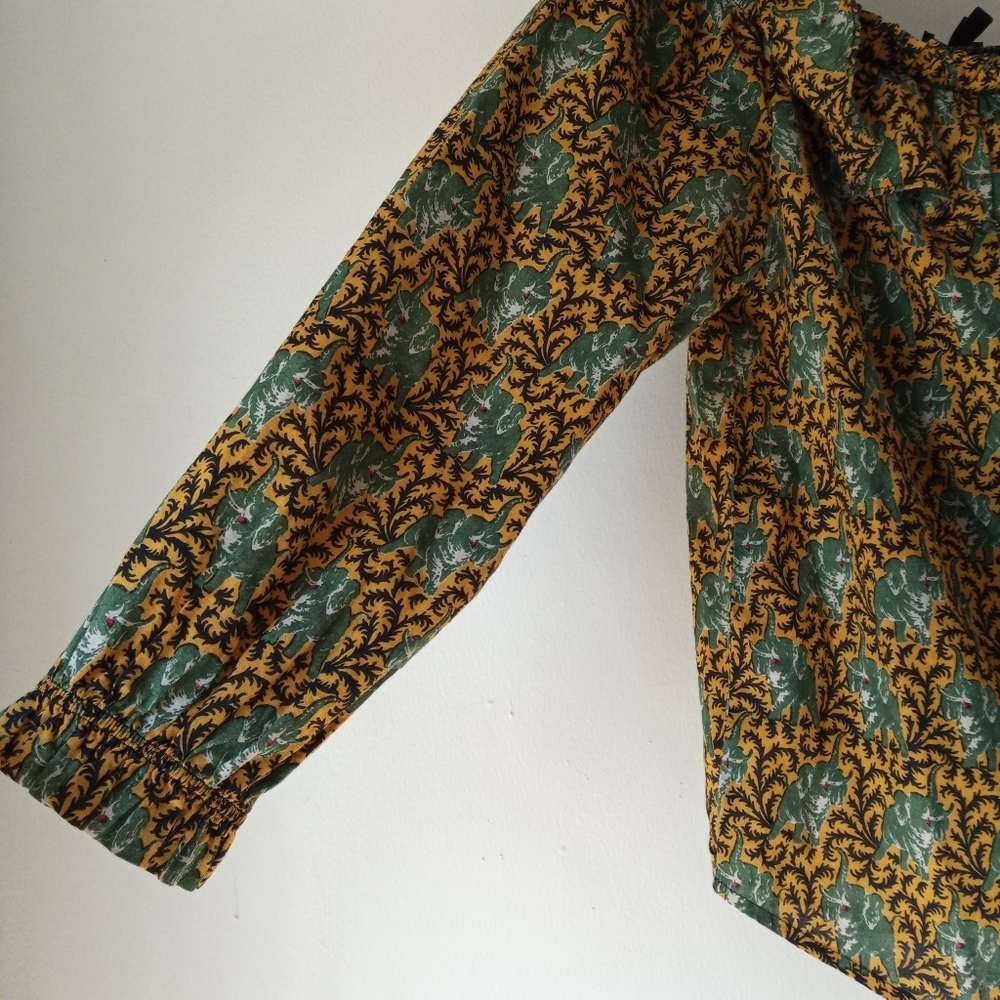 J.Crew 4 Elephant Print Ratti Top - Picture 7 of 13